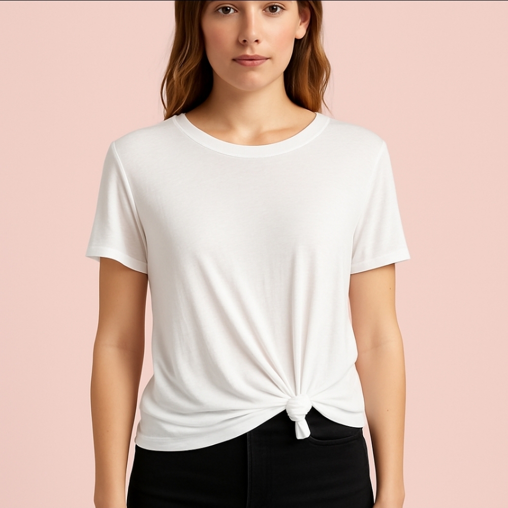 NWT 1 State By Nordstrom Ivory Twisted Side Tie Top SZ M